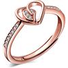 Yumilok Jewelry - Anello regolabile in argento Sterling 925 con zirconi cubici, per donna/ragazza, placcato oro rosa