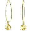 Bling Jewelry Orecchini a filo lungo e sottile con design geometrico minimalista per donne e adolescenti, placcati in oro giallo 14K, argento sterling .925 con perla da 8MM.