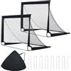 LIFEZEAL Set 2 Porte da Calcio Bambini per Esterno, Giardino e Spiaggia | Porta da Calcio Pieghevole per Bambini con Pali in Fibra di Vetro, Rete in Poliestere, Borsa da Trasporto e Picchetti