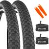 GRELiving Set di pneumatici e camere d'aria per bici da 20 x 1,95/20 x 2,125/24 x 1,95/24 x 2,125, pneumatici di ricambio per bicicletta con leve per pneumatici, ruote anteriori e posteriori per mountain bike