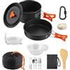 HOMGEN Set di 13 Pezzi Pentole da Campeggio Set da Cucina da Campeggio in Alluminio Kit di Pentole da Campeggi Portatile Kit di Cottura Leggero Attrezzatura da Cucina per Esterni