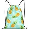 Pidgazdfgv Zaino con coulisse con ananas verde, per sport, palestra, tasche in rete, resistente all'acqua, per donne e uomini, Nero , M, Classico