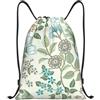 Pidgazdfgv Green Flower. Zaino con coulisse per sport, palestra, tasche in rete, resistente all'acqua, per donne e uomini, Nero , M, Classico