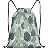 Pidgazdfgv Green Tropical Leaves Zaino con coulisse Sport Palestra Sackpack Tasche in rete Resistente all'acqua Borsa a corda Donne Uomini, Nero , M, Classico
