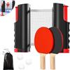 HOMURY Set Racchette da Ping Pong Professionale - 2 Racchette, Rete Retrattile, 3 Palline, Borsa - Per Interni ed Esterni, Bambini