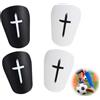 Novaly Mini parastinchi, 4 pezzi, 9,5 x 6 cm, piccoli parastinchi da calcio, da uomo, con protezione a croce, attrezzatura di protezione per uomini, donne, bambini, ragazzi, ragazze, adulti (nero e bianco)