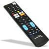 GBC Telecomando Dual System Programmabile Per 1 O 4 Apparecchi TV, Compatibile Con Tutti I Marchi, Infrarossi, 2x AAA, Nero