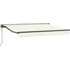 LKJephalotrop Tenda da sole elettrica con braccio articolato, 3,5 x 2 m, retrattile, con telecomando e manovella, tessuto in poliestere color crema, con telaio antracite, per terrazza, giardino e