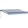 LKJephalotrop Tenda da sole elettrica, 3,5 x 2 m, blu e bianco, retrattile, con telecomando e manovella, semicassetta, con braccio articolato, in poliestere, per terrazza, balcone e giardino