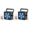 Oloaxolx 2 fari LED Par batteria 6 in 1 RGBWAUV DMX512 luce da palco con telecomando, 12 ore di durata della ricaricabile Uplight per DJ discoteca party KTV matrimonio compleanno