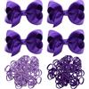 TYFGRT 4 Accessori Per Capelli Viola, 50 Pezzi Elastici Per Capelli Da Donna, Fermagli Per Capelli Con Fiocco Per Donna, Adatti Per L'Abbigliamento Quotidiano E Le Uniformi Scolastiche Abbinate