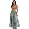 Thaluta Maxi gonna da zingara con tasche, lunga, in cotone, hippie, bohémien, elastico in vita, Salvia, Taglia Unica