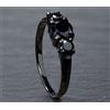 Sunlightjewels96 Anello di fidanzamento in argento 925 con tre diamanti taglio brillante...
