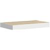 GHVBNMF Mensola sospesa da parete, effetto rovere e bianco, 50 x 23 x 3,8 cm, in MDF a nido d'ape e metallo, moderna mensola sospesa per libri e decorazioni, supporto invisibile