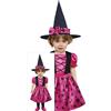 FIESTAS GUIRCA | Costume di Streghetta Stellare Bambini (2-3 Anni) - Cappello e Vestito - Costumi da Strega per Halloween, Carnevale e Feste in Maschera - Ideale per Bambina - Rosa e Nero