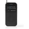 Nedis Radio FM Nedis - Portatile - AM / FM - Funzionamento a batteria - Analogica - 1,5 W - Monitor bianco e nero - Uscita cuffie - IP20 - Alluminio / Nero