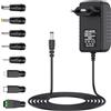 Amzpas Alimentatore AC 12V 2A Alimentatore Wireless AC220V da 230V a DC12V con 8 adattatore per spina Caricabatteria DC12V 500mA 1000mA 1500mA 2000mA Adattatore AC-DC (12V/2A)