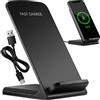 KRUMAD Caricabatterie wireless da 15 W, distanza di ricarica 3-10 mm, con cavo USB, caricatore a induzione con indicatore LED, per telefono cellulare con ricarica induttiva in ufficio, nero