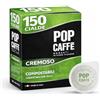 POP CAFFE' POP Caffè Cialde ESE 44 Compostabili - 150 Cialde Caffè Miscela Rossa Cremosa, Espresso Intenso, Compatibili con Macchine ESE 44mm