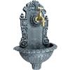 Relaxdays Fontana da parete in alluminio, grigio | stile antico con rubinetto, lavabo da giardino 40 x 24,5 x 13 cm