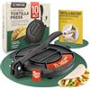SIRCLES Prensa Para Tortillas - Pressa per tortilla in ghisa, extra large, resistente, 25,4 cm, per eBook 50 ricette, 5 piedini in gomma antiscivolo, pre-stagionata, misura L