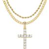 XSDSLS 2 pezzi di collana a croce per le donne Collana con ciondolo a croce in acciaio inox Impilabile in oro argento CZ Croce Collana a corda elicoidale Regali per le donne (Oro)