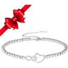 Jbniuay Bracciale donna - Regalo donna infinity cuore braccialetto donna argento 925 - Regalo infinito cuore per donna/mamma Argento sterling