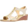 Michael Kors Sandalo Berkley con zeppa da donna, Oro chiaro, 40 EU