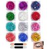 KRVNTH Brillantini Gel Viso e Corpo, 12 Colori Autoadesivi, 2 Applicatori. Glitter sicuro e facile da rimuovere per Trucco Festival, Carnevale, Halloween & Feste