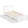 HOMCOM Struttura letto singolo, Telaio in legno, Cassetti su ruote, 90 x 200 cm, Bianco | Aosom Italy