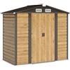 Outsunny Capanno da giardino 2,36 m², capanno da giardino esterno in acciaio galvanizzato facile da montare, 213x120x194cm rovere | Aosom Italy