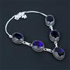 Collana Catena In Argento 925 Con Zaffiro Lab-Created, 20" Fatta A Mano