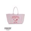 Per pelliccia pelliccia x Peanuts Snoopy Pink Gingham Check borsa grande grande capacità