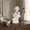 Busto Classico in Resina Dettagli Scolpiti Statua con Base Rettangolare Elegante