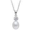 ORO&CO 925 Collana pendente in argento 925 con perla e zirconi oro&co 925 40+5 cm