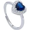 ORO&CO 925 Anello in argento 925 cuore zircone blu oro&co 925 misura s regolabile