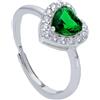 ORO&CO 925 Anello in argento 925 cuore zircone verde oro&co 925 misura s regolabile
