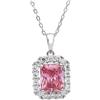 ORO&CO 925 Collana in argento 925 con zircone rosa pavé oro&co 925 40+5 cm