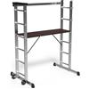 VOUNOT® Scala Alluminio Multifunzione 3 in 1, Ponteggio Trabattello Piattaforma da Lavoro con Ruote, Portata 150 kg
