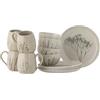 Bloomingville Bea - Set per colazione naturale, in gres porcellanato, dimensioni: 10 x 10,5 x 10,5 x 11,5 x 6 x P:T21 x 2, set da 4 x 3 articoli