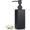 VINATO 350ml Dispenser Sapone in Vetro, Dispenser Sapone per Bagno e Cucina, con Pompa, per Gel e Shampoo Doccia, Design Moderno Minimalista per Piani di Lavoro(Nero)