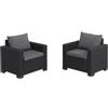 Allibert Keter Set 2 divanetti da esterno California adatti per arredare il giardino con cuscini inclusi, color grafite 83x68x71 cm