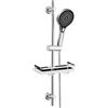 JOHO Colonna Doccia Senza Miscelatore, Asta Doccia Acciaio Inox 70 cm con Supporto Soffione Regolabile, Saliscendi Doccia Adattarsi ai Fori Esistenti con Doccetta 3 Geti e Mensola, Cromo