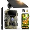 iZEEKER 2 en 1 Fototrappola Solare 4G LTE con SIM e 64GB Scheda Micro SD, HD 48MP Fotocamera Caccia Visione Notturna, Batteria 5200mAh, APP Controllo Remoto, Senza Wi-Fi, IP66 Impermeabile per Fauna