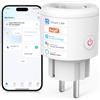 SURFOU Presa Smart Intelligente WiFi, Timer Presa Elettrica Compatibile con Alexa e Google Home, Funzione Temporizzata Domotica con Misuratore di Consumo, Controllo Vocale, App Tuya/Smart Life,16A