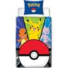 LYO Set letto - POKEMON - Pikachu e Pok?-ball - Microfibra - 1 copripiumino 140 x 200 cm + 1 federa 63 x 63 cm