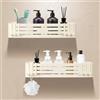 Lekesky Mensola per doccia senza foratura, con ventose forate, in alluminio antiruggine, per bagno, cucina, appartamento in affitto, set da 2 pezzi, colore crema