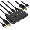 TCNEWCL KVM Switch 4K@60Hz 2 porte, Commutatore HDMI USB per 1 monitor 2 PCs, condivisione di mouse, tastiera, Ultra HD, inclusi 2 cavi HDMI e 2 cavi USB