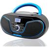 LONPOO Lettore CD con Bluetooth, LP-D02 radio FM portatile stereo con suono cristallino, riproduzione MP3, ingressi USB e AUX, presa per cuffie, schermo LCD