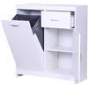 Relaxdays Armadio portabiancheria Relaxdays, sacco estraibile 48 l, cassetto, 2 scomparti, HLP: 90 x 80 x 35 cm, bianco